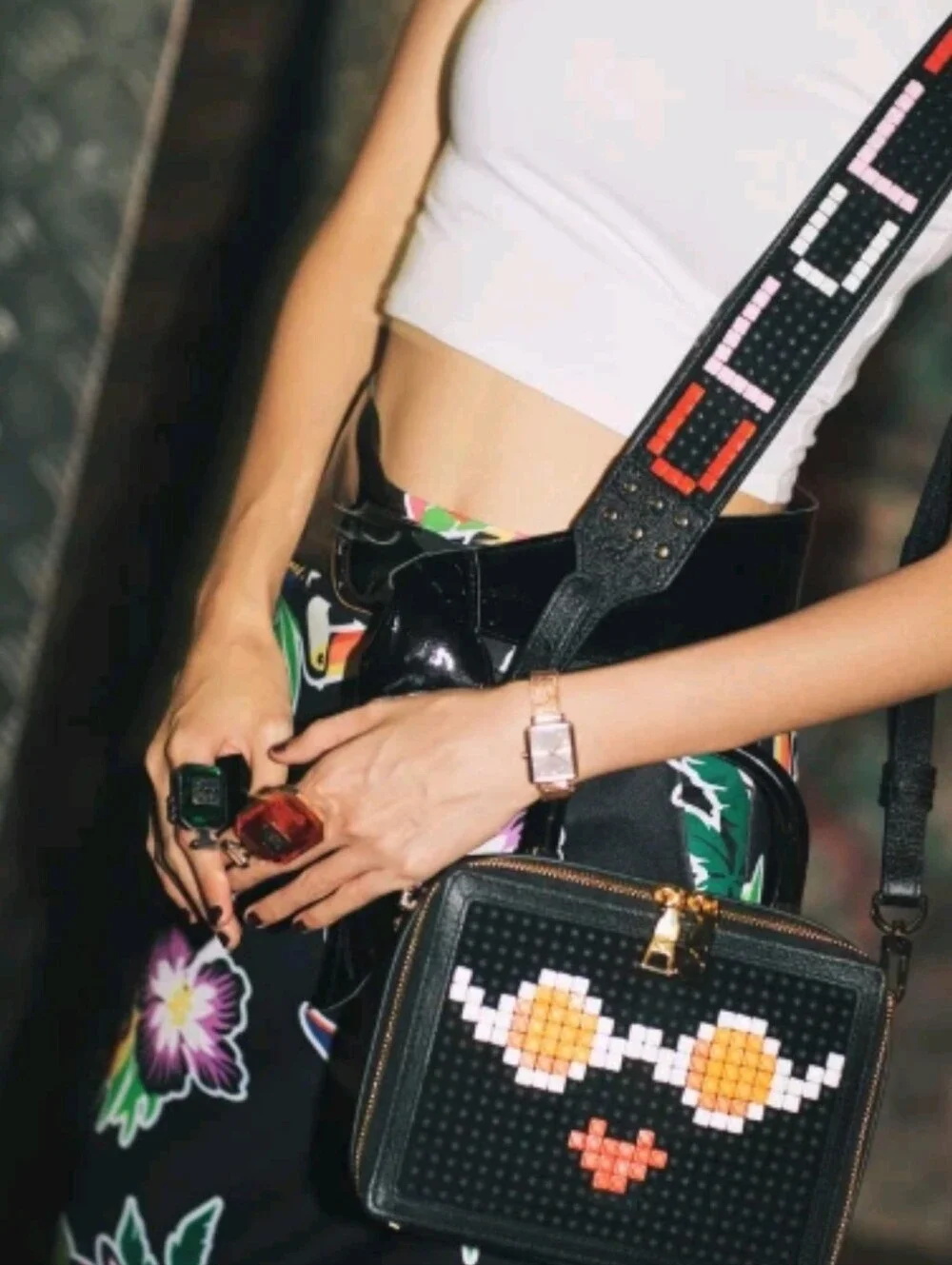 Satchi Miguel x ALULU Italian Leather Pixel Series Crossbody Bag UNIQUE rare